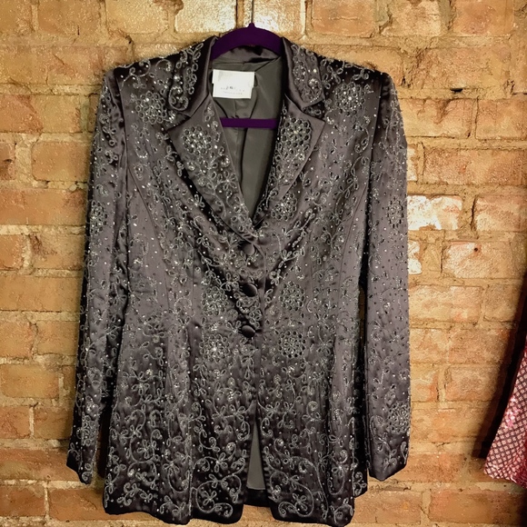 Badgley Mischka Jackets & Blazers - Badgley Mischka -Gray Sequin Holiday Blazer